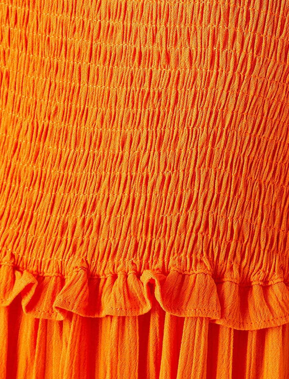 20032 Shirred Strap Dress - Orange