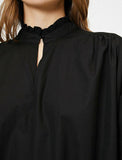20037 High Collar Cotton Dress - Black