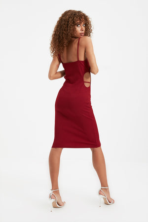 20516b Claret Red Cutout Bodycon Dress