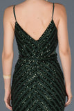  Emerald Green Long Sequined Rope Strap Fish Evening Dress ABU892 