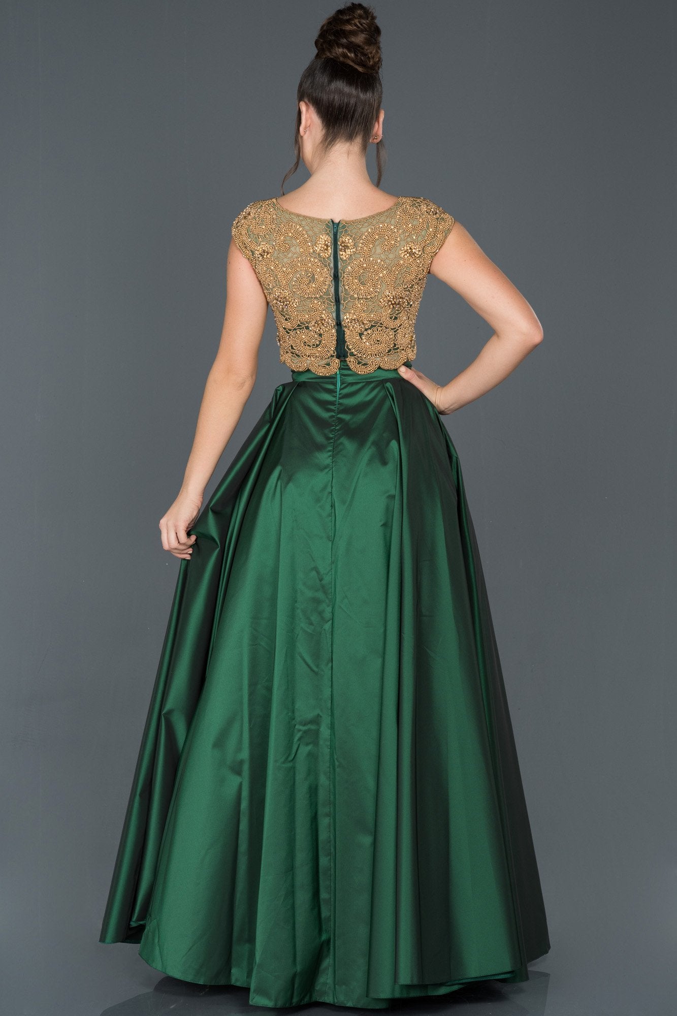 85415813 Emerald Green-Gold Two Piece Evening Dress | AMP 85415813 Emerald Green-Gold Two Piece Evening Dress | AMP