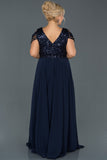 14007 Navy Blue Sequins Chiffon Plus Size Dress