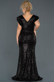  Black Sequin Large Size Fish Evening Dress ABU1045 
