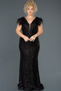  Black Sequins Embroidered Otris Large Size Evening Dress ABU1044 