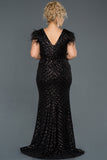  Black Sequins Embroidered Otris Large Size Evening Dress ABU1044 