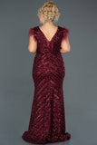  Burgundy Sequins Embroidered Otris Large Size Evening Dress ABU1044 