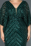  Emerald Green Long Sequins Sequin Big Size Evening Dress ABU900 