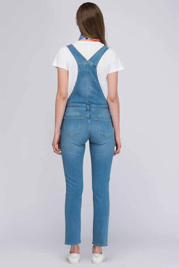 2593 Blue Denim Cropped Jumpsuit