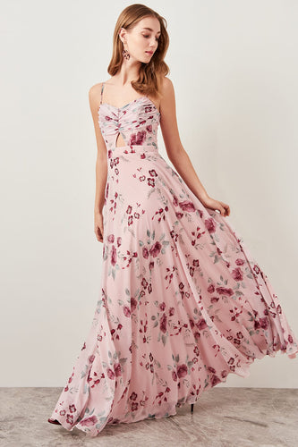 1310563b Multi Colour Floral Cutout Strap Dress