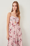 1310563b Multi Colour Floral Cutout Strap Dress