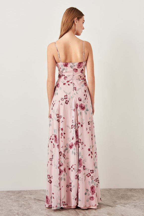 1310563b Multi Colour Floral Cutout Strap Dress