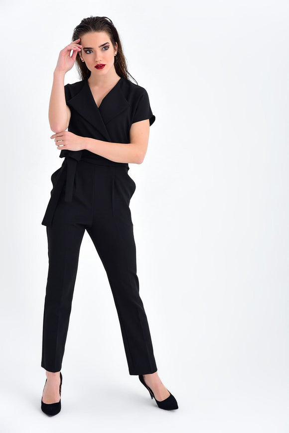 16157 black tie waist jumpsuit