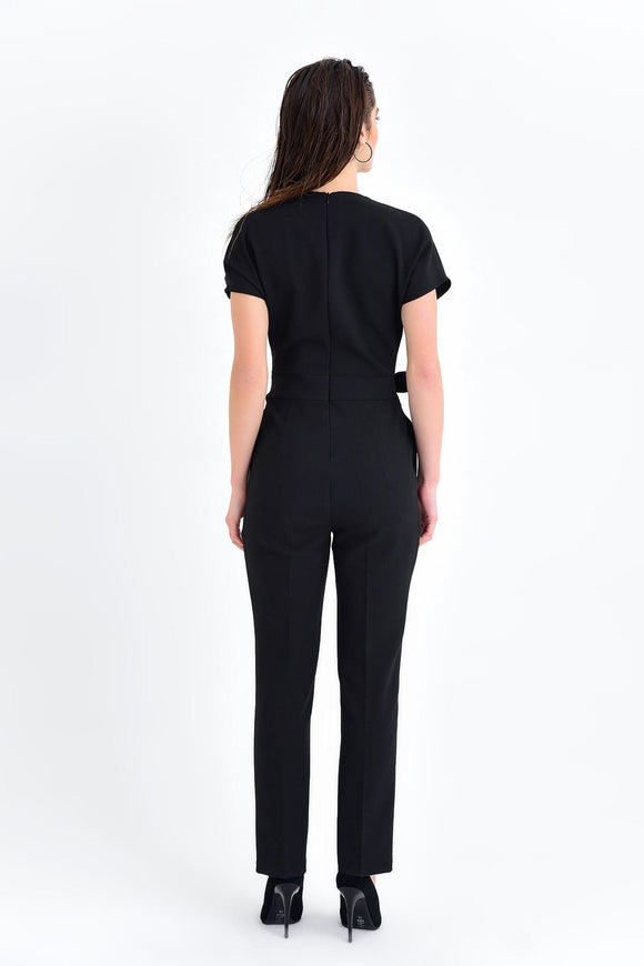 16157 black tie waist jumpsuit