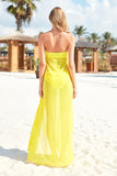 6310051 Yellow Strapless Beach Dress