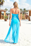 6310048 Turquoise Strapless Beach Dress