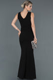  Black-Silver Long Double Breasted Collar Fish Evening Dress ABU1190 