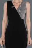  Black-Silver Long Double Breasted Collar Fish Evening Dress ABU1190 