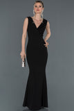  Black Long Double Breasted Collar Fish Evening Dress ABU1190 