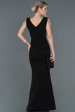  Black Long Double Breasted Collar Fish Evening Dress ABU1190 