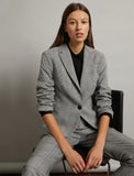 1565 Black Check One Button Jacket