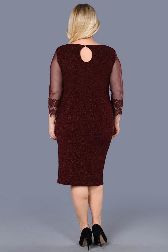 1432 Burgundy Shimmer Sheath Dress