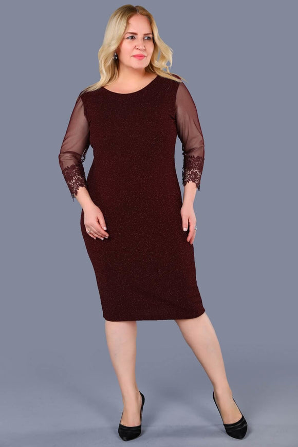 1432 Burgundy Shimmer Sheath Dress