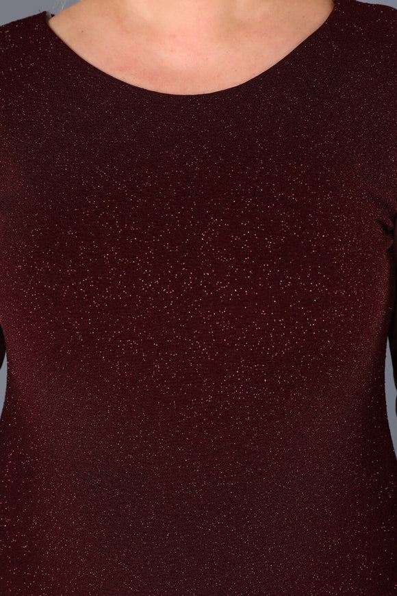 1432 Burgundy Shimmer Sheath Dress