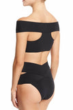 6110018 Black Cross Bandage High Waist Bikini Set