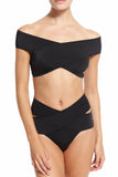 6110018 Black Cross Bandage High Waist Bikini Set