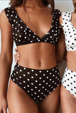 15916 black high waist polka dot bikini set