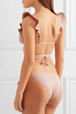 15915 pink frilly striped bikini set