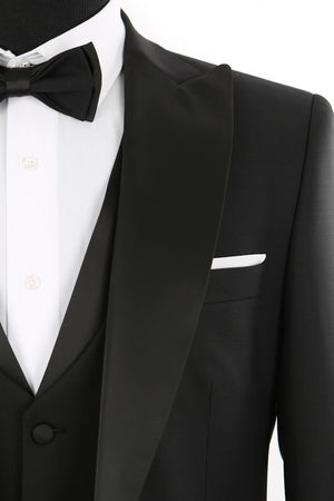 20166 Black Slim Fit 3 Piece Tuxedo Suit