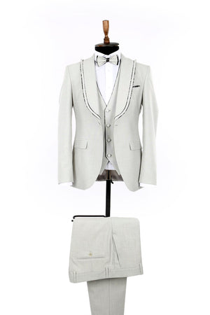 20154 Grey Slim Fit 3 Piece Tuxedo Suit