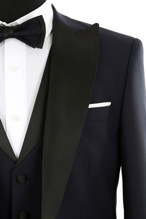 20167 Navy Blue Slim Fit 3 Piece Tuxedo Suit